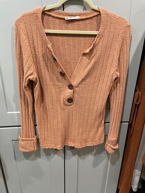 We The Free Ribbed Henley Top - Rust Brown